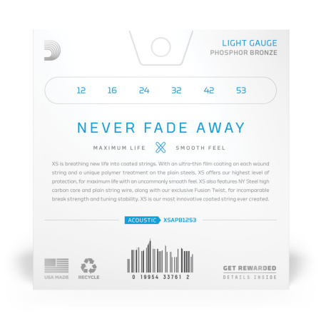 D'Addario XSAPB1253 Set Acoustic Guitar XS Phosphor Bronze, 12-53, Light  по цене 1&nbsp;890.00 ₽